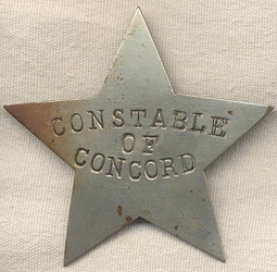 Wonderful 1880's - 1890's Concord California Constable 5-Point Star Badge