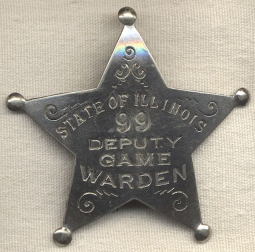 Beautiful 1890s Illinois Deputy Game Warden Badge