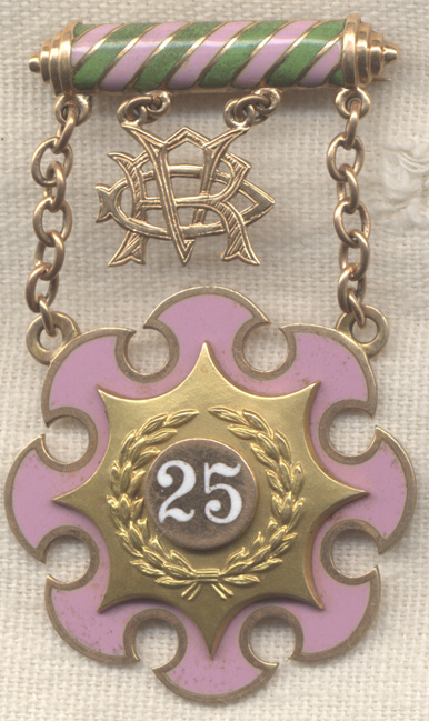 Early 1890s 14k Gold Rebekah 25 Years Veteran Medal of Independent Order of Oddfellows IOOF