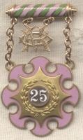 Early 1890s 14k Gold (11.9 g) Rebekah 25 Years Veteran Medal of Independent Order of Oddfellows IOOF