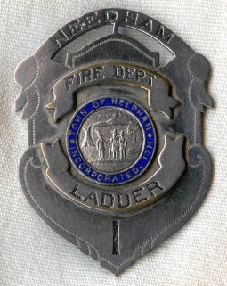 Hand-Made Circa 1900 Needham, Massachusetts Fire Department Ladder 1 Badge