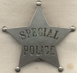 Nice Circa 1900 Special Police 5-Point Star Badge