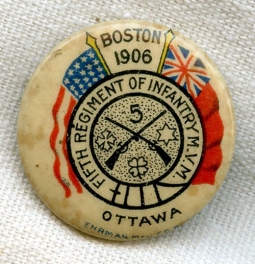 1906 5th Infantry Massachusetts Volunteer Militia (MVM) Celluloid Pin