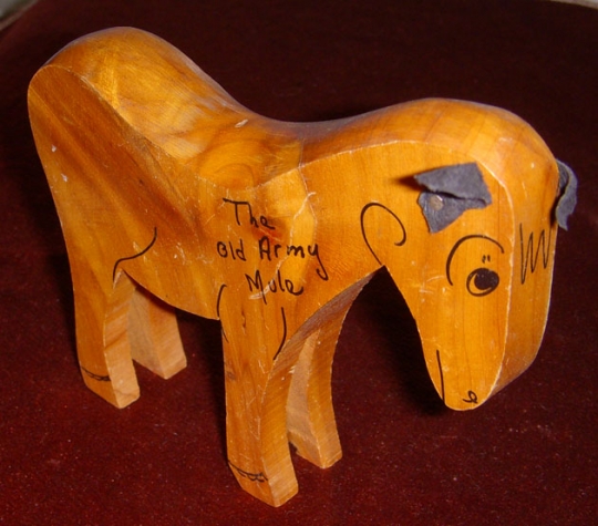 1910s-1920s Souvenir Donkey from Portsmouth, New Hampshire. "The Old Army Mule"