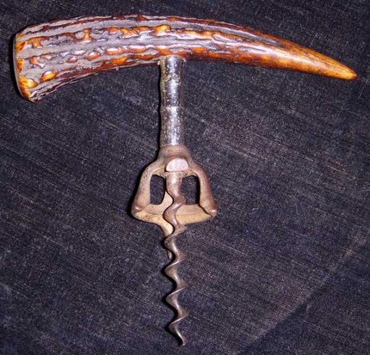 Circa 1910 Stag Horn Cork Screw with Sterling Silver Cap