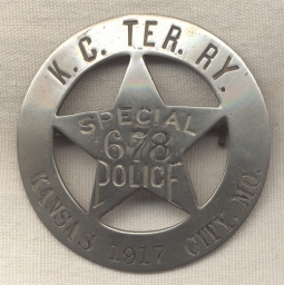 1917 Kansas City, Missouri Terminal Railway Special Police Badge