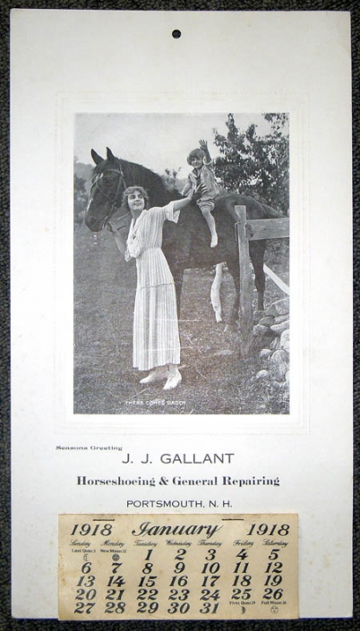 Great Vintage 1918 Advertising Calendar from Portsmouth, New Hampshire