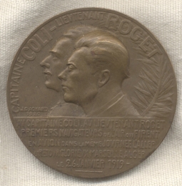 Large Commemorative Medal for the Coli Roget Marseille Algiers Flight