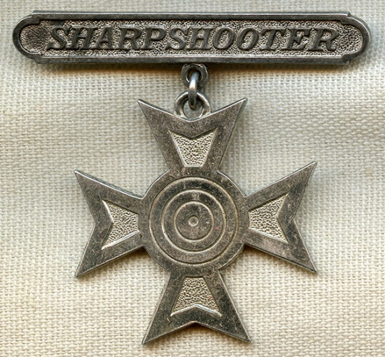 Rare 1920's - 1930's USMC Sharpshooter Badge by F. H. Noble Rare 1920's - 1930's USMC Sharpshooter Badge by F. H. Noble