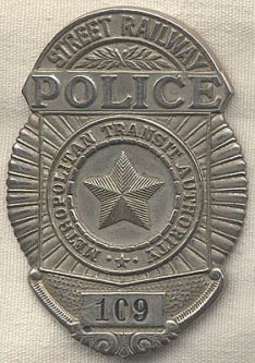 1920s Boston, Massachusetts MTA Street Railway Police Badge #109