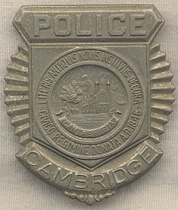 1920s Cambridge, Massachusetts Police Badge by Robbins Co.