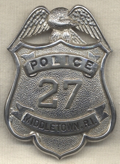 Great 1930s Middletown, Rhode Island Police Badge