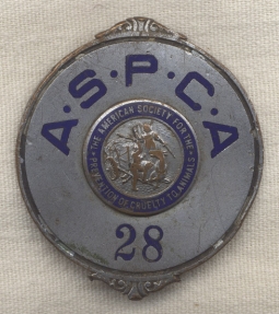 1920s-1930s American Society for the Prevention of Cruelty to Animals (ASPCA) Badge