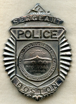 Rare, Early 1920's Boston, Massachusetts Police Sergeant Badge #2120