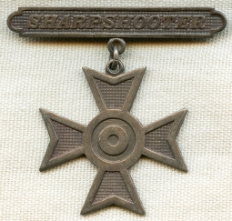 Beautiful WWI - 1920's US Army / USMC Sharpshooter Badge in Sterling Silver