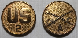 Nice 1920's US Army 2nd Cavalry Troop A Pair of Enlisted Collar Disks