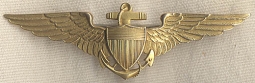 Rare 1920s US Navy Pilot Wing in 10K Gold by Robbins