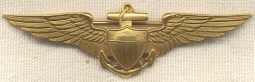 Beautiful Early 1920s US Navy Pilot Wing in Rolled Gold by Robbins