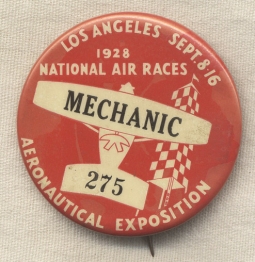Very Rare 1928 National Air Races at Los Angeles Mechanic's Badge