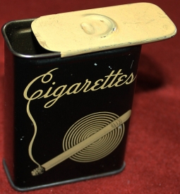 Very Cool 1930's - 1940's Painted Tin Cigarette Pack Protector