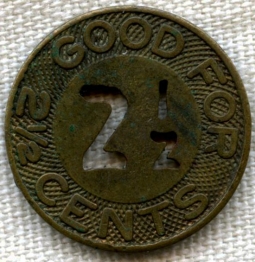 Nice 1930's Chinese General Omnibus Co. Ltd. 2 1/2 cent Brass Transportation Token