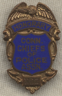 1940s Connecticut Chief of Police Association Honorary Member Badge Named on Back