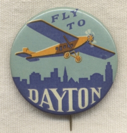 Circa 1930 Dayton, Ohio Aviation Celluloid Pin