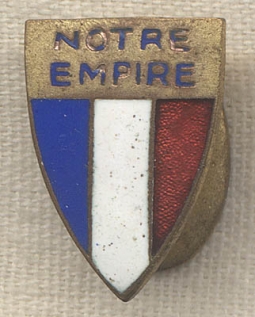 1930s French Fascist "Notre Empire" (Our Empire) Lapel Pin