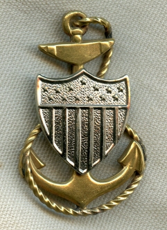 Beautiful, Early 1930's USCG CPO Hat Badge. Heavy Rope
