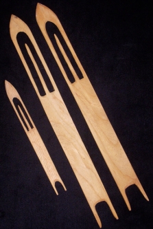 Three Hand-Carved Fishing Net Mending Tools from 1930s Coastal Maine