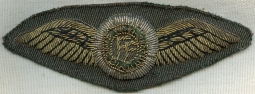 Rare 1930's Irish Army Air Corps Pilot Wing Full Dress in Bullion on Irish Uniform Gabardine Wool