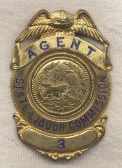 1930s New Hampshire State Liquor Commission Agent Badge<p> NO LONGER AVAILABLE
