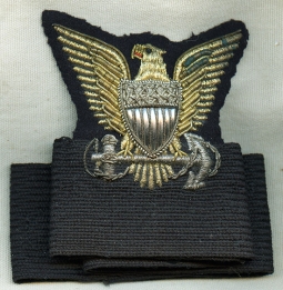 Beautiful 1930's USCG Officer Hat Badge in Bullion on Hat Band