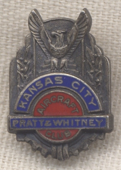 1930s-Early WWII Kansas City, Missouri Pratt & Whitney Aircraft Club Lapel Pin