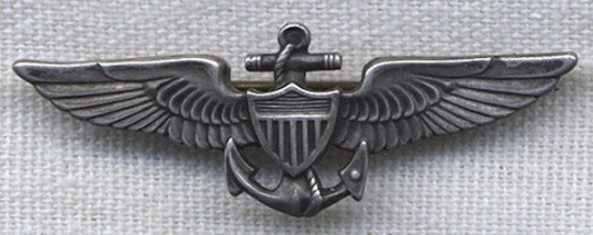 1930s USN Observer & UNOFFICIAL Enlisted Pilot Overseas Lapel Wing in Sterling