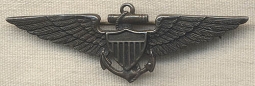 Rare Mid-Late 1930s US Navy Observer & UNOFFICIAL Enlisted Pilot Wing in Sterling