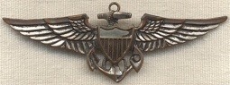 Rare Mid-Late 1930s US Navy Observer & UNOFFICIAL Enlisted Pilot Wing in Plated Brass