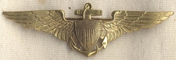 Circa 1930 USN Pilot Wing - Unmarked Robbins