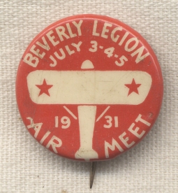 1931 Beverly, Massachusetts Legion Air Meet Celluloid Pin