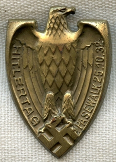 Rare 1932 NSDAP Tinnie: Hitlertag Pasewalk, 25.10.32