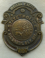 Great Ca. 1933 Indiana Excise State Police Badge Alcoholic Beverage Division 1st Issue