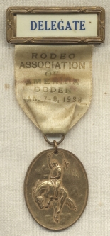 1938 Rodeo Association of America Delegate Badge from Ogden, Utah
