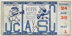 Rare 1941 UCLA vs. USC Football Ticket Stub with Mickey Mouse, Walt Disney Production Design