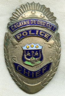 Beautiful 1950's Police Chief Badge from Cagayan De Oro City in Mindanao, Philippines