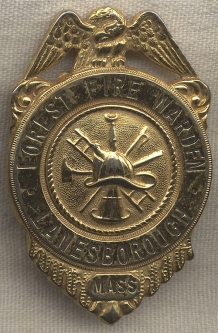 Stunning 1950s Lanesborough, Massachusetts Forest Fire Warden Badge
