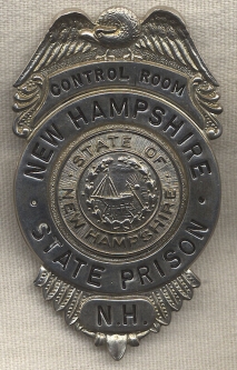 Great 1950s New Hampshire State Prison Control Room Badge (1 of Only 3 Made)