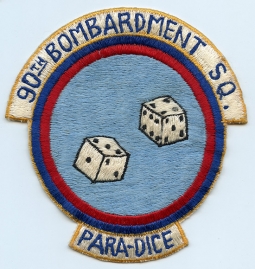 Beautiful, Large mid-1950's USAF 90th Bomb Squadron Jacket Patch. Japanese-Made, Fully Embroidered