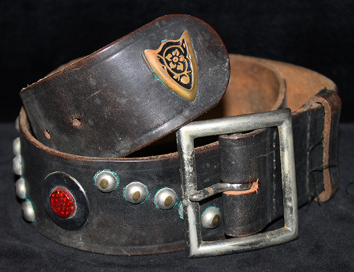 Old 1950's Studded Leather 'Motorcycle' Type Belt: Flying
