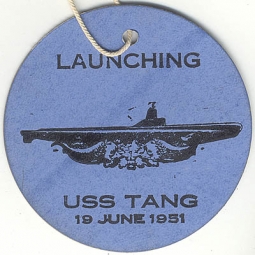 1951 Submarine Launch Tag for the USS Tang SS-563 from PNSY
