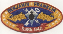 1960s US Navy USS Benjamin Franklin SSBN-640 Nuclear Sub Jacket Patch